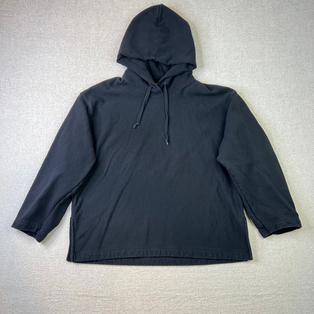 Uniqlo U Lemaire Black Hoodie Women Large Boxy French Terry Pullover Minimalist